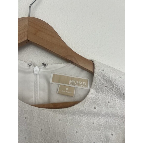 NWT Michael Kors White Eyelet Lace Sleeveless Shift Dress Size 4 - Picture 7 of 8